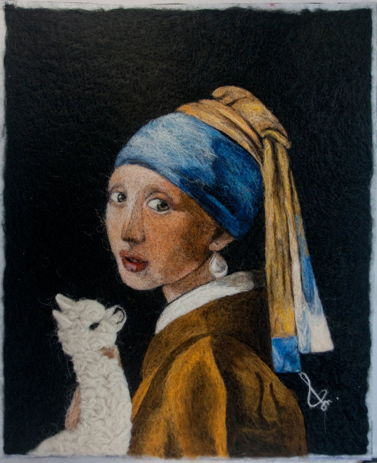 Girl With The Alpaca Felted Portrait