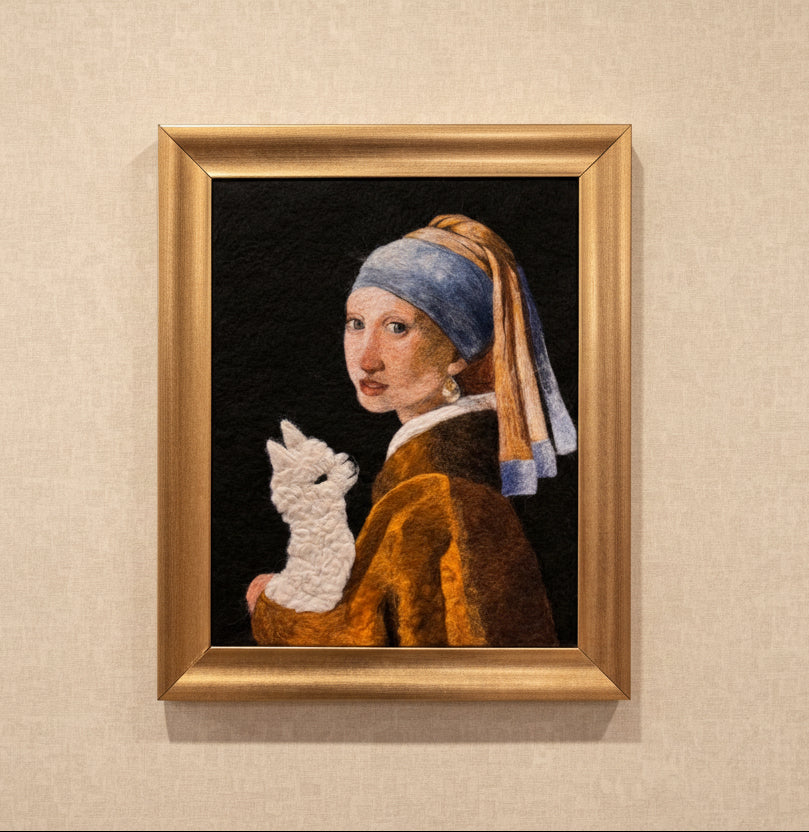 Girl With The Alpaca Felted Portrait
